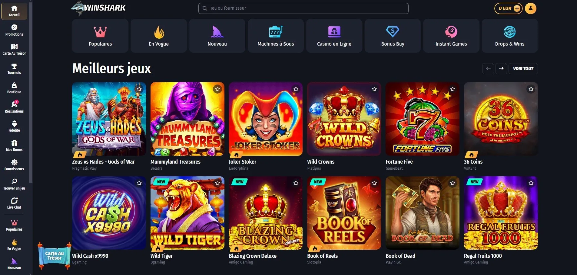 WinShark Casino WinShark Page Accueil